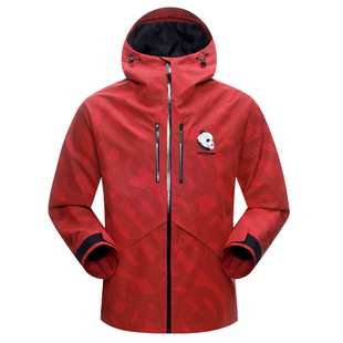 熊猫新年红色连帽冲锋衣外套女款2026春夏防风防水夹克户外登山服