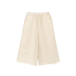 小小大星球童装 空气感文艺九分阔腿裤 夏日女童浅色百搭宽腿裤子