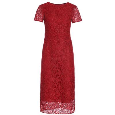 高端红色水溶蕾丝连衣裙女