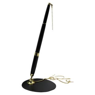 金属粘贴固定台笔商务高档重手感签字笔顺滑柜台中性桌笔黑色定制