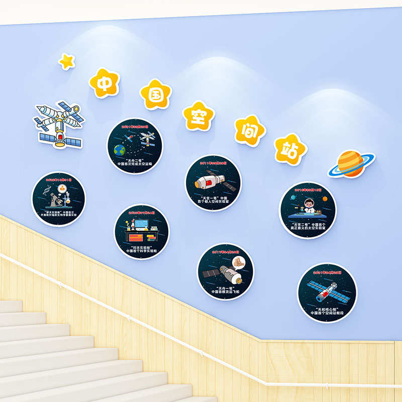 幼儿园环创中国航天科技主题文化墙面装饰贴成品教室走廊布置材料