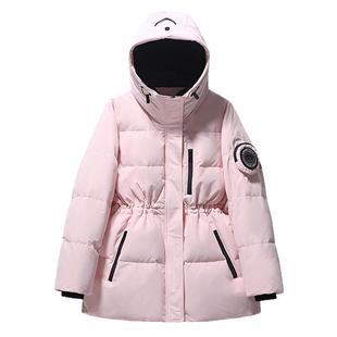 宛宛大码女装胖MM工装派克白鸭绒羽绒服冬季中长款防风冲锋衣宽松