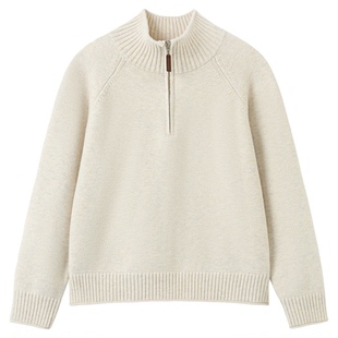 快鱼毛衣女2025新款冬季高领半拉链针织衫柔软舒适保暖内搭打底衫