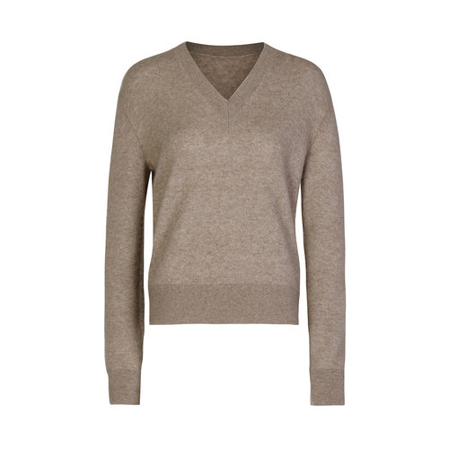 LESS冬季山羊绒针织衫女复古简约V领长袖套头毛衫2MA310250