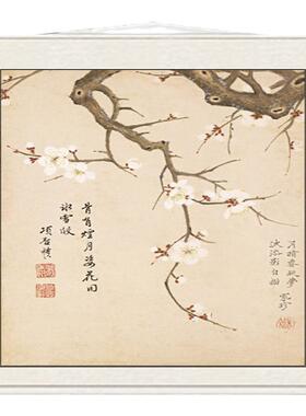明项圣谟桃花斗方名家仿古字画