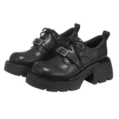 VITTORIO VENTURA薇薇燃 牛皮厚底复古德比单鞋