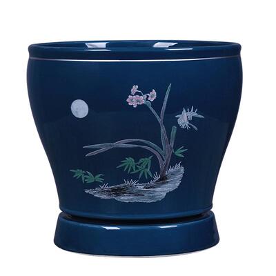 花盆陶瓷国潮风带托盘