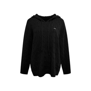 NAZ那子大码冬装安迪绒麻花纹针织衫胖妹妹宽松刺绣慵懒风上衣女