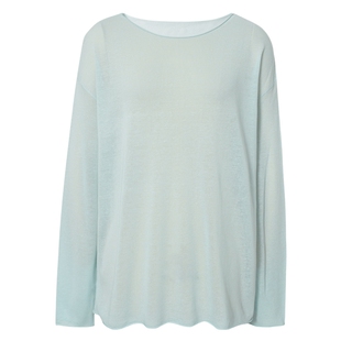 伊芙丽outlets店天丝亚麻混纺圆领宽松薄款长袖针织套头衫女上衣