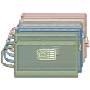 科目分类袋小学生一年级学科分类袋文件袋拉链式收纳袋书本书袋补习手提袋作业文具学习袋拎书袋资料透明网纱