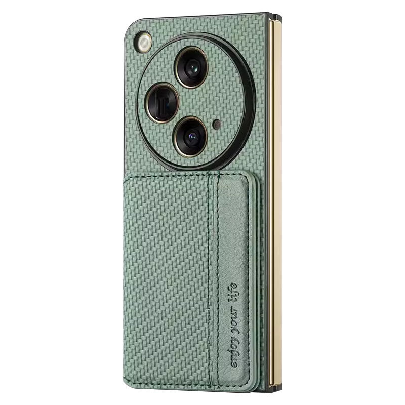 卡包放卡适用oppo find n3手机壳卡套findn5折叠屏零钱包支架opopfindn3典藏版纤维纹高级男士女款N3商务外壳