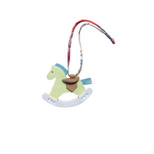 H家新款小木马挂件 旋转摇摇马羊皮车钥匙扣创意手工缝制包挂饰潮