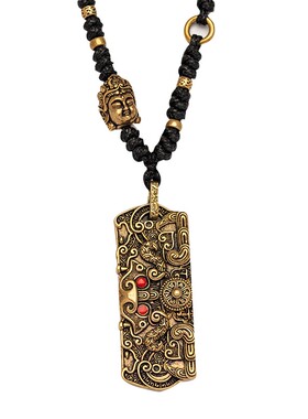 藏汉屋纯铜国潮夔牛纹吊坠男女