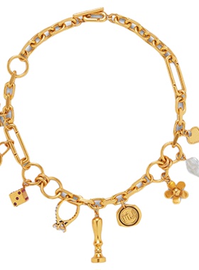 【新品】MARC JACOBS/莫杰 MJ 金属雏菊字母骰子设计项链配饰