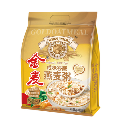 金麦燕麦粥咸味谷蔬五谷红枣营养麦片早餐独立装学生即食代餐520g