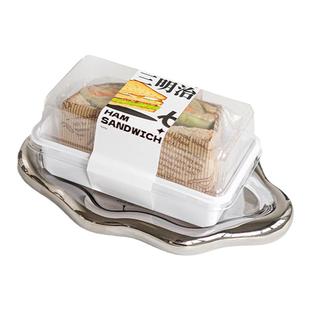 网红三明治包装盒半块整块三文治汉堡包装纸烘焙野餐便当盒一次性