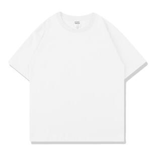 纯棉白色短袖T恤女基础款落肩学生纯色宽松休闲打底上衣情侣男潮