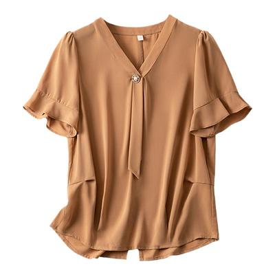 雪纺衫女上衣飘带短袖衬衫