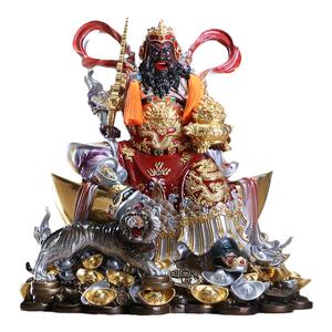 黄铜琉晶彩元宝财神爷摆件武财神