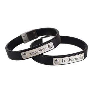 真皮手环定制 999纯银印字刻字牌子尺寸定制男女通用皮质手链腕带