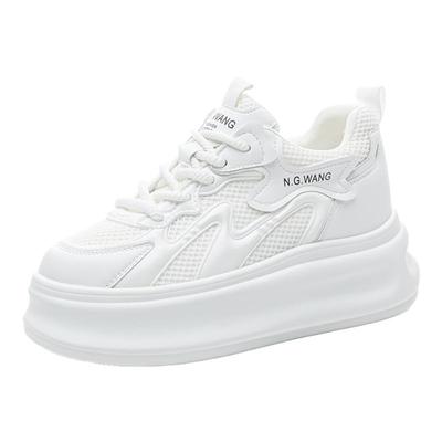 网面内增高小白鞋女春季厚底板鞋