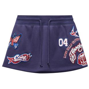 Ed hardy埃德哈迪春季新款女士A字裙美式复古运动风半身裙