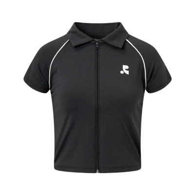 复古学院撞色拉链短袖T恤