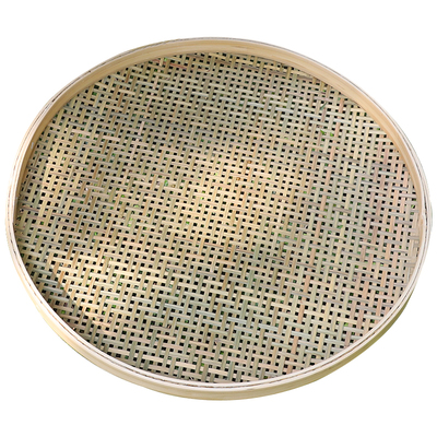 竹编有孔晾晒筛子圆簸箕