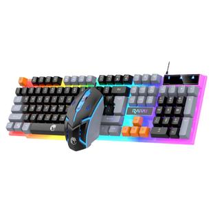 雷魁 RAIKU T26三拼色发光键盘鼠标有线机械手感游戏鼠标键盘套装