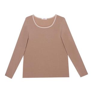 爱慕25秋冬天莲保暖女抗静电含氨基酸方领长袖打底上衣AM72B811