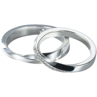 原创莫比乌斯情侣戒指纯银 手工个性定制时尚闭口镶钻情侣款对戒