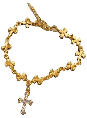 黄金色克罗十字架手链女