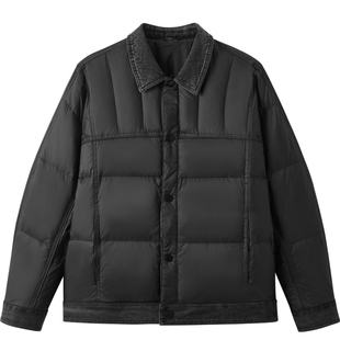 gxg.jeans男装 多色牛仔拼接保暖翻领羽绒服外套 25年冬新品