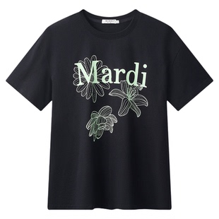MARDI官方正品三花雏菊百合时尚纯棉短袖T恤宽松圆领上衣女2026夏