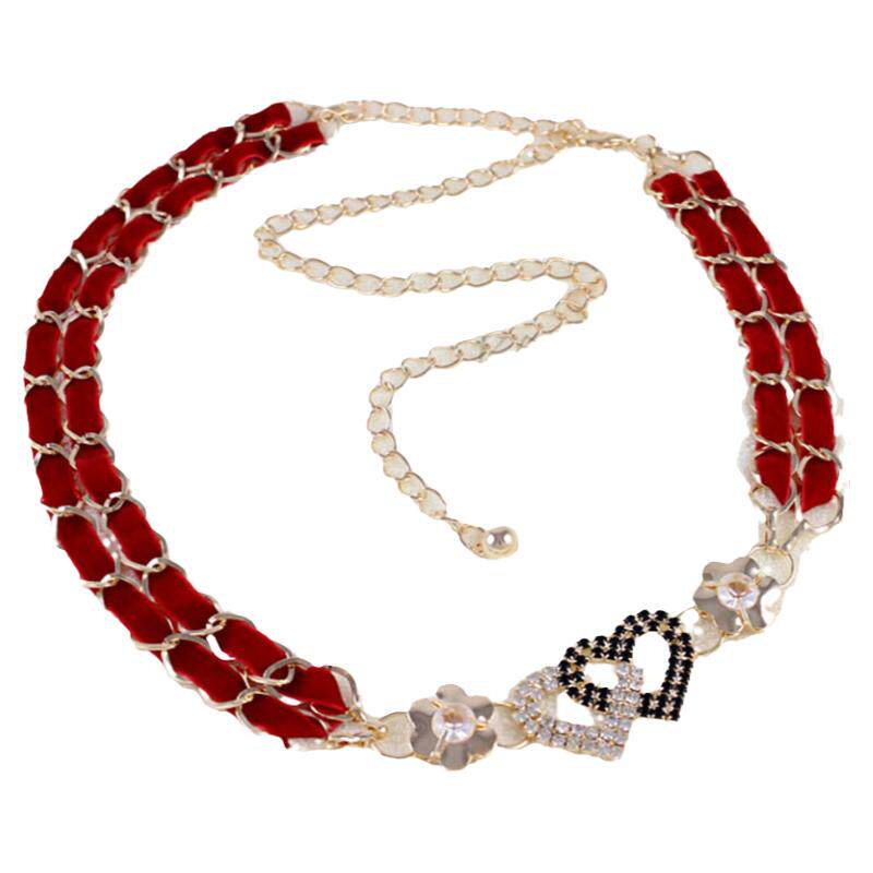 时尚百搭女士腰链配连衣裙皮草绒布细腰带装饰品韩版小香风皮带潮