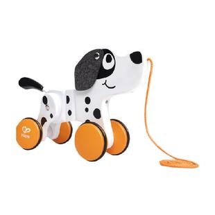 Hape拖拉斑点狗儿童宝宝婴儿木制手拉拖拉绳学步1岁早教益智玩具