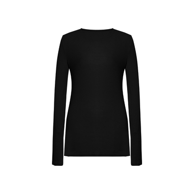 FUNKYFUN 羊毛天丝混纺纯色舒软宽领堆叠长袖打底衫T恤