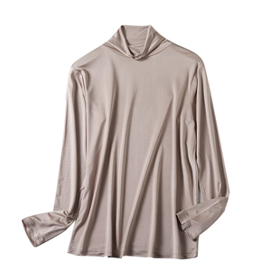 6A级桑蚕丝长袖高领打底衫女 100%真丝加厚重磅柔软细腻百搭上衣