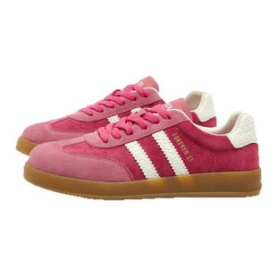 F21草莓熊粉真皮德训鞋女2026新款春季超火百搭休闲运动复古板鞋