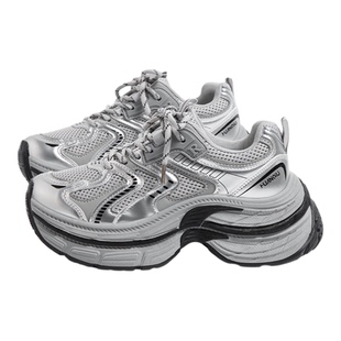 环球老爹鞋女鞋冬季加绒不累脚软底厚底增高小个子轻便休闲运动鞋