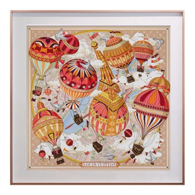 Iv丝巾画热气球轻奢高级感挂画