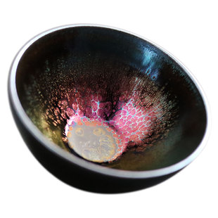 建阳建盏曜变天目盏主人茶杯名家手工盏建窑铁胎七彩油滴耀变茶具