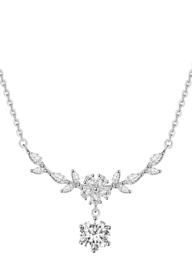 老凤祥紫藤花开项链女款轻奢925足银百搭锁骨链圣诞节礼物送女友