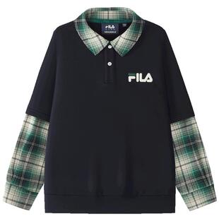 FILA KIDS斐乐童装男大童卫衣2026春季新款儿童舒适翻领套头上衣
