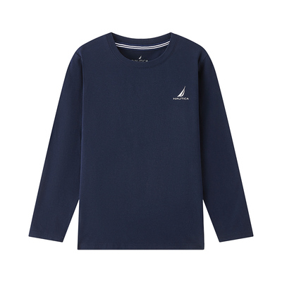 【儿童基本款】NAUTICA/诺帝卡童装 男童女童长袖T恤春秋季打底衫