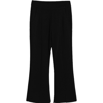 松紧腰喇叭裤黑色弹力修身显瘦