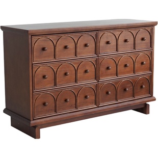 homechoice六斗柜复古实木收纳柜卧室客厅储物柜中古风抽屉柜立柜