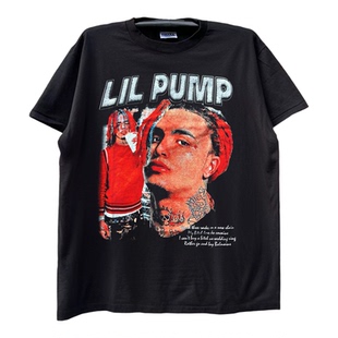 Lil Pump说唱歌手高街潮流风vintage古着重机车风重磅棉短袖T恤
