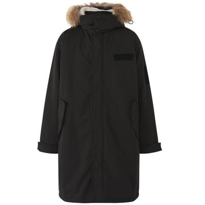 美特斯邦威男宽松连帽中长派克加羊羔毛柔软舒适面料保暖长款棉服