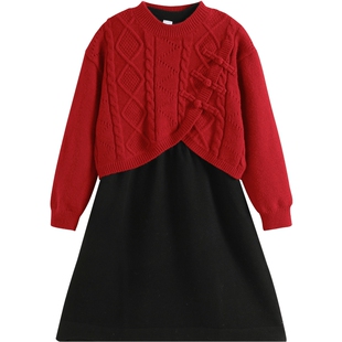 女童连衣裙2026春新款女孩洋气时髦童装儿童秋款春秋款套装两件套